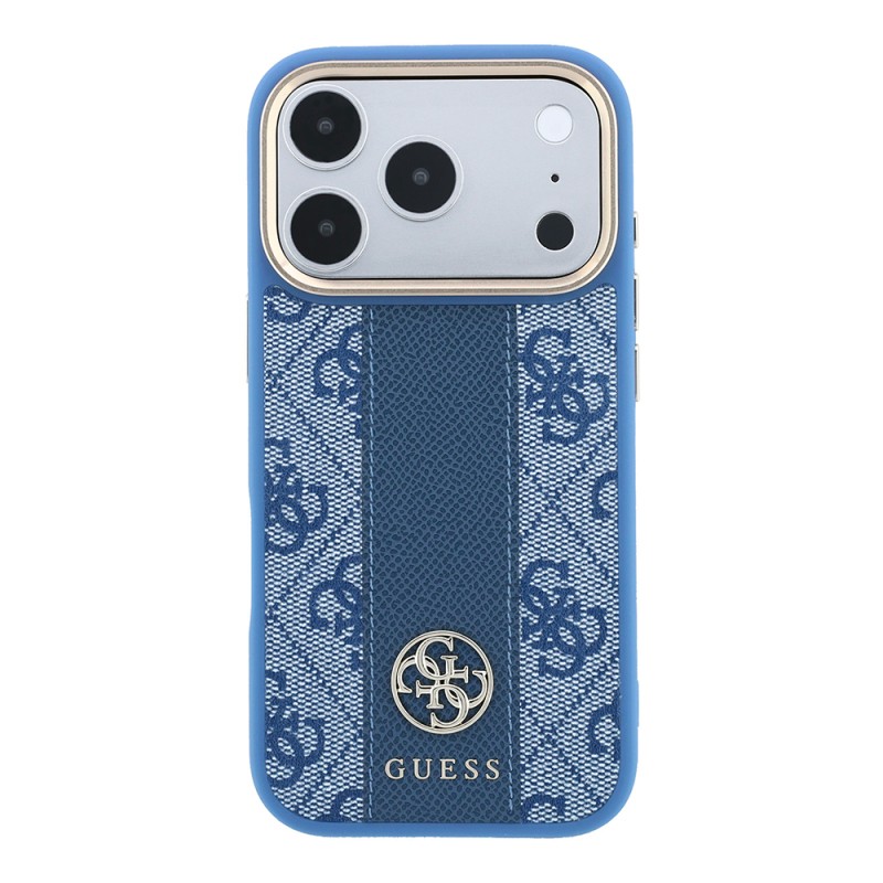 Apple iPhone 18 Pro Max Kılıf Guess Orjinal Lisanslı M-safe Şarj Özellikli Deri 4G Desenli Şeritli Yazı Logolu Kapak - 20