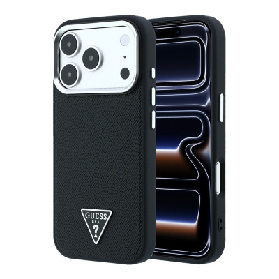 Apple iPhone 18 Pro Max Kılıf Guess Orjinal Lisanslı M-safe Şarj Özellikli Grained Triangle Kapak - Guess
