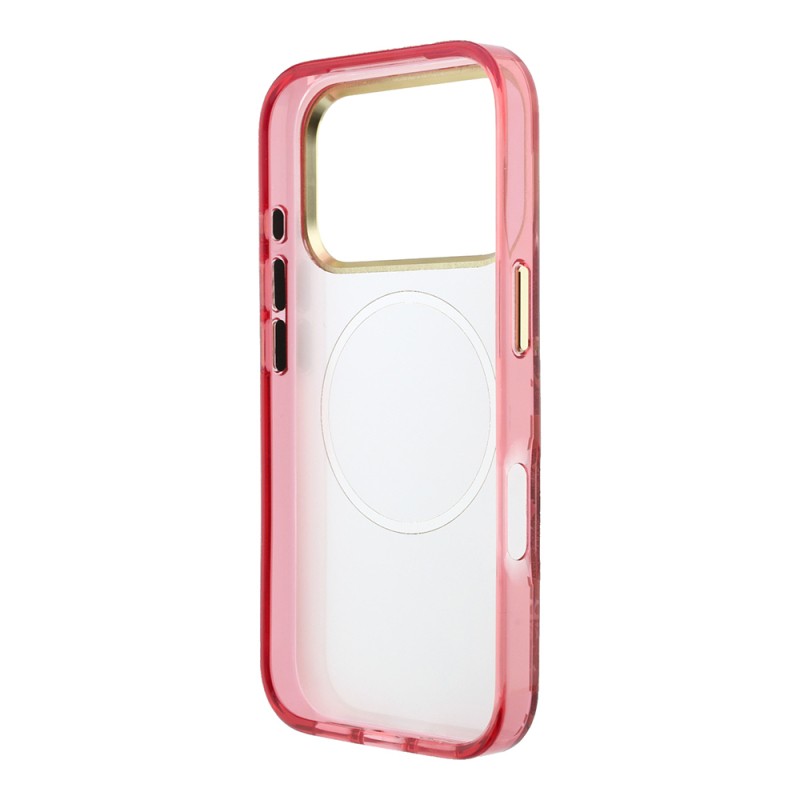 Apple iPhone 18 Pro Max Kılıf Guess Orjinal Lisanslı M-safe Şarj Özellikli Gül Desenli Simli Yazı Logolu Kapak - 15