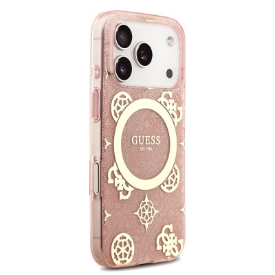 Apple iPhone 18 Pro Max Kılıf Guess Orjinal Lisanslı M-safe Şarj Özellikli IML Peony ve 4G Desenli Klasik Logolu Kapak - 13