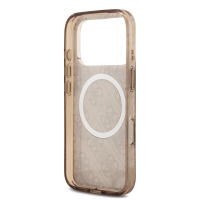 Apple iPhone 18 Pro Max Kılıf Guess Orjinal Lisanslı M-safe Şarj Özellikli IML Peony ve 4G Desenli Klasik Logolu Kapak - 23