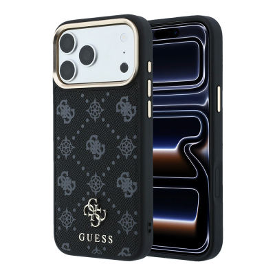 Apple iPhone 18 Pro Max Kılıf Guess Orjinal Lisanslı M-safe Şarj Özellikli Klasik Yazı ve 4G Logolu PU Deri Peony Kapak - Guess