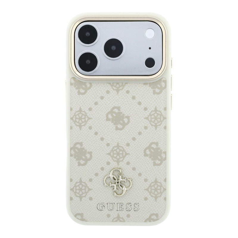 Apple iPhone 18 Pro Max Kılıf Guess Orjinal Lisanslı M-safe Şarj Özellikli Klasik Yazı ve 4G Logolu PU Deri Peony Kapak - 6