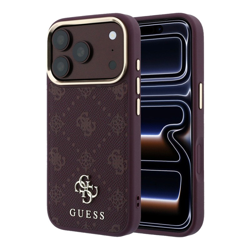 Apple iPhone 18 Pro Max Kılıf Guess Orjinal Lisanslı M-safe Şarj Özellikli Klasik Yazı ve 4G Logolu PU Deri Peony Kapak - 3