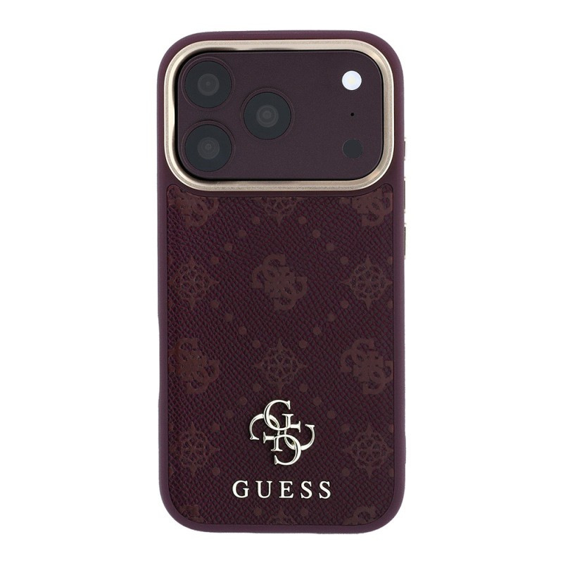 Apple iPhone 18 Pro Max Kılıf Guess Orjinal Lisanslı M-safe Şarj Özellikli Klasik Yazı ve 4G Logolu PU Deri Peony Kapak - 20