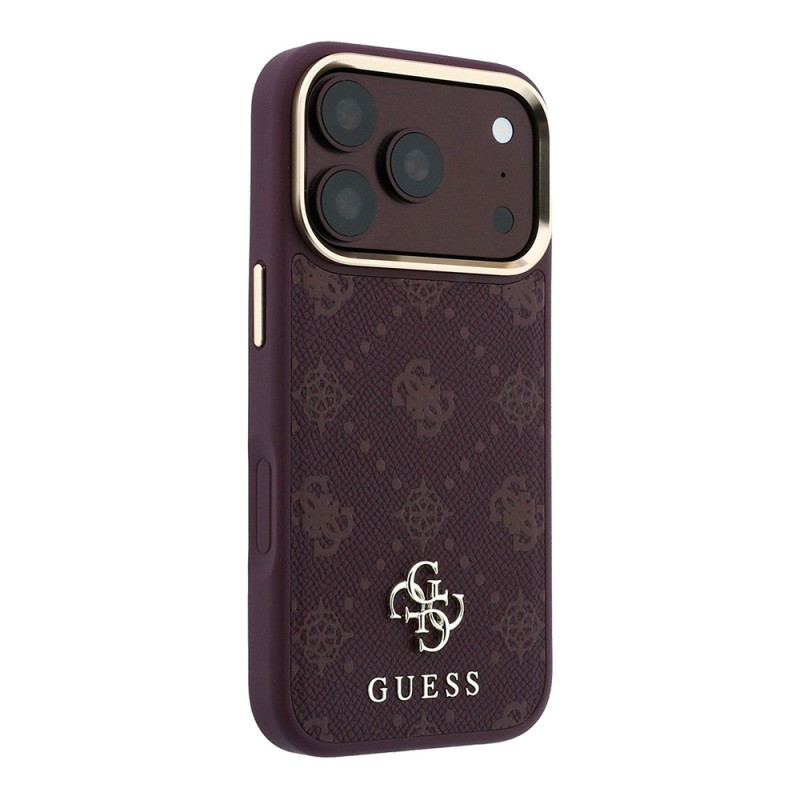 Apple iPhone 18 Pro Max Kılıf Guess Orjinal Lisanslı M-safe Şarj Özellikli Klasik Yazı ve 4G Logolu PU Deri Peony Kapak - 21