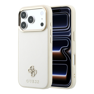 Apple iPhone 18 Pro Max Kılıf Guess Orjinal Lisanslı M-safe Şarj Özellikli Klasik Yazı ve 4G Logolu PU Deri Saffiano Kapak - Guess