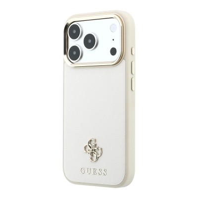 Apple iPhone 18 Pro Max Kılıf Guess Orjinal Lisanslı M-safe Şarj Özellikli Klasik Yazı ve 4G Logolu PU Deri Saffiano Kapak - 5