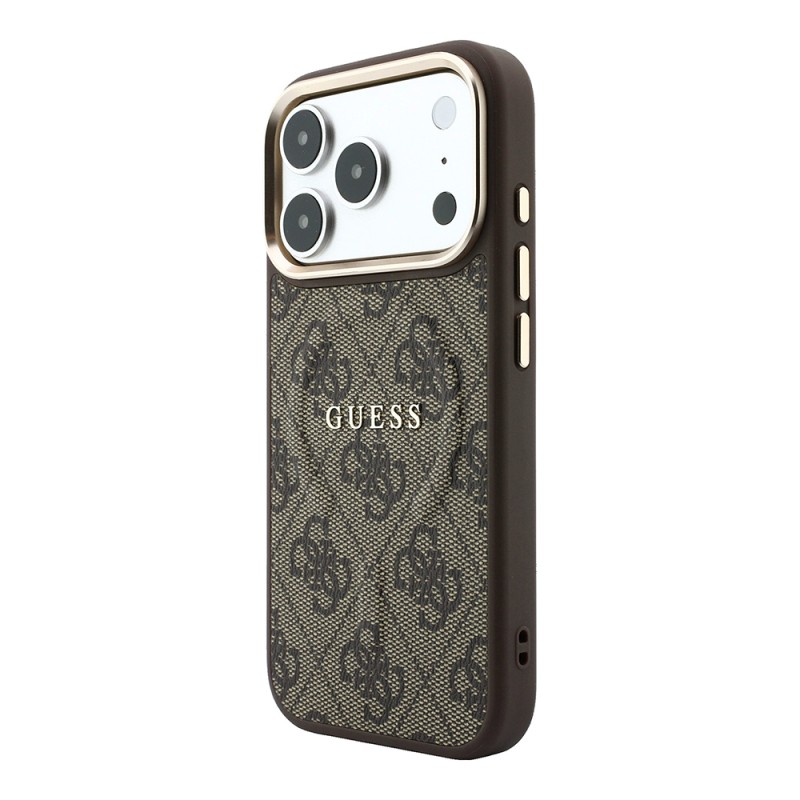 Apple iPhone 18 Pro Max Kılıf Guess Orjinal Lisanslı M-safe Şarj Özellikli Metal Kamera Çerçeveli C-Magnet 4G Desenli Yazı Logolu Kapak - 2