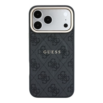 Apple iPhone 18 Pro Max Kılıf Guess Orjinal Lisanslı M-safe Şarj Özellikli Metal Kamera Çerçeveli C-Magnet 4G Desenli Yazı Logolu Kapak - 11