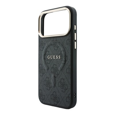 Apple iPhone 18 Pro Max Kılıf Guess Orjinal Lisanslı M-safe Şarj Özellikli Metal Kamera Çerçeveli C-Magnet 4G Desenli Yazı Logolu Kapak - 14