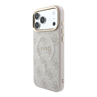 Apple iPhone 18 Pro Max Kılıf Guess Orjinal Lisanslı M-safe Şarj Özellikli Metal Kamera Çerçeveli C-Magnet 4G Desenli Yazı Logolu Kapak - 26