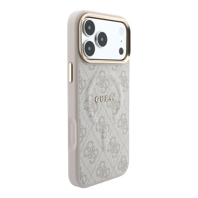 Apple iPhone 18 Pro Max Kılıf Guess Orjinal Lisanslı M-safe Şarj Özellikli Metal Kamera Çerçeveli C-Magnet 4G Desenli Yazı Logolu Kapak - 28