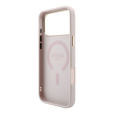 Apple iPhone 18 Pro Max Kılıf Guess Orjinal Lisanslı M-safe Şarj Özellikli Metal Kamera Çerçeveli C-Magnet 4G Desenli Yazı Logolu Kapak - 31