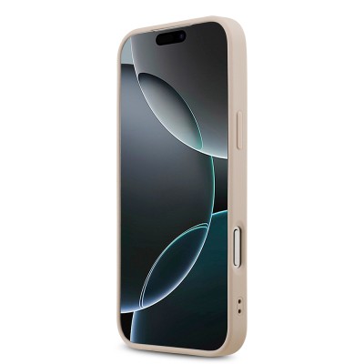 Apple iPhone 18 Pro Max Kılıf Guess Orjinal Lisanslı M-safe Şarj Özellikli PU Deri Taşlı Üçgen Logo 4G Desenli Strass Kapak - 13