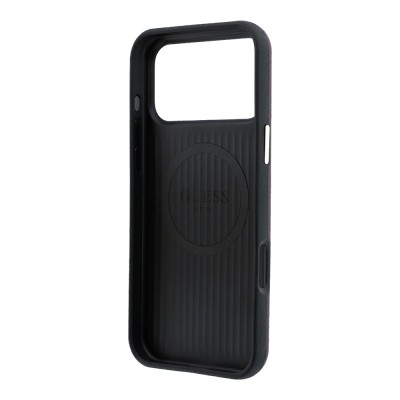 Apple iPhone 18 Pro Max Kılıf Guess Orjinal Lisanslı M-safe Şarj Özellikli PU Metal Üçgen Logolu Karbon Fiber Kevlar Kapak - 7