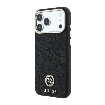 Apple iPhone 18 Pro Max Kılıf Guess Orjinal Lisanslı M-safe Şarj Özellikli PU Taşlı Metal 4G ve Yazı Logolu Kapak - 4