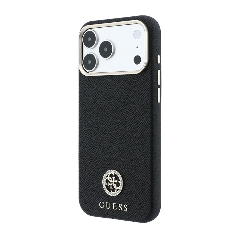 Apple iPhone 18 Pro Max Kılıf Guess Orjinal Lisanslı M-safe Şarj Özellikli PU Taşlı Metal 4G ve Yazı Logolu Kapak - 4