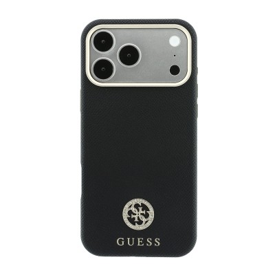 Apple iPhone 18 Pro Max Kılıf Guess Orjinal Lisanslı M-safe Şarj Özellikli PU Taşlı Metal 4G ve Yazı Logolu Kapak - 5