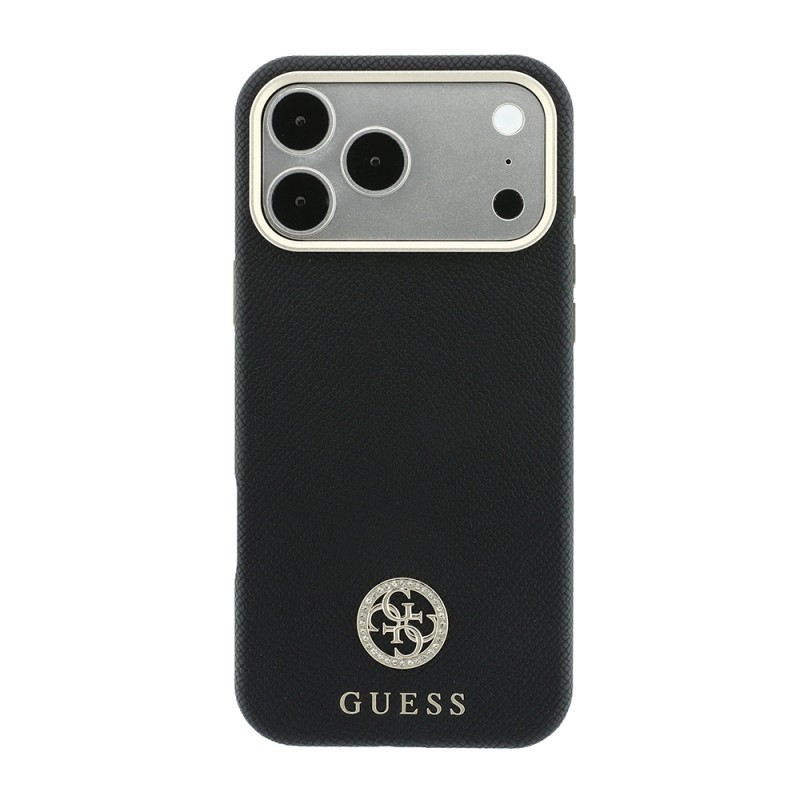 Apple iPhone 18 Pro Max Kılıf Guess Orjinal Lisanslı M-safe Şarj Özellikli PU Taşlı Metal 4G ve Yazı Logolu Kapak - 5