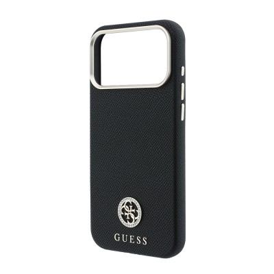 Apple iPhone 18 Pro Max Kılıf Guess Orjinal Lisanslı M-safe Şarj Özellikli PU Taşlı Metal 4G ve Yazı Logolu Kapak - 8