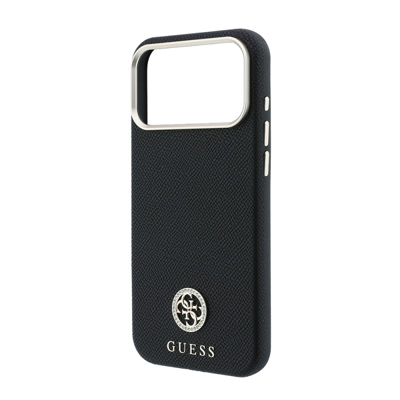 Apple iPhone 18 Pro Max Kılıf Guess Orjinal Lisanslı M-safe Şarj Özellikli PU Taşlı Metal 4G ve Yazı Logolu Kapak - 8