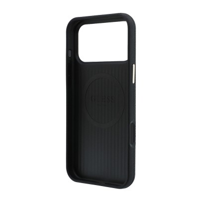 Apple iPhone 18 Pro Max Kılıf Guess Orjinal Lisanslı M-safe Şarj Özellikli PU Taşlı Metal 4G ve Yazı Logolu Kapak - 9