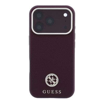 Apple iPhone 18 Pro Max Kılıf Guess Orjinal Lisanslı M-safe Şarj Özellikli PU Taşlı Metal 4G ve Yazı Logolu Kapak - 19