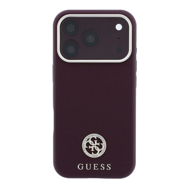 Apple iPhone 18 Pro Max Kılıf Guess Orjinal Lisanslı M-safe Şarj Özellikli PU Taşlı Metal 4G ve Yazı Logolu Kapak - 19
