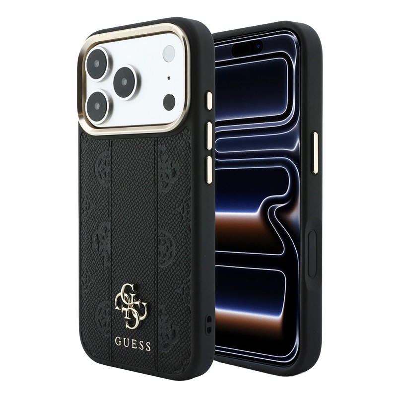 Apple iPhone 18 Pro Max Kılıf Guess Orjinal Lisanslı M-safe Şarj Özellikli Şeritli Peony 4G ve Yazı Logolu Kapak - 1