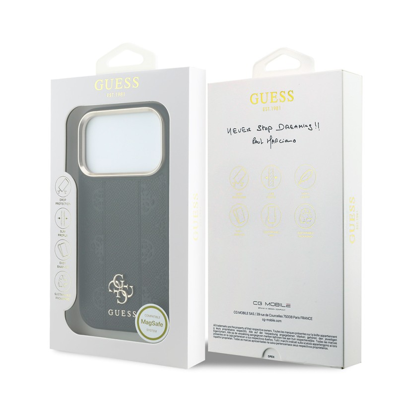 Apple iPhone 18 Pro Max Kılıf Guess Orjinal Lisanslı M-safe Şarj Özellikli Şeritli Peony 4G ve Yazı Logolu Kapak - 11