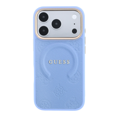 Apple iPhone 18 Pro Max Kılıf Guess Orjinal Lisanslı M-safe Şarj Özellikli Sıcak Baskılı Yazı Logolu C-Magnet PU Deri Peony Kapak - 27