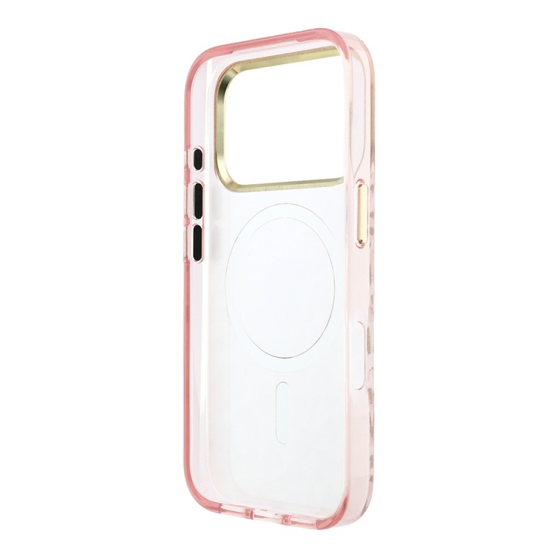 Apple iPhone 18 Pro Max Kılıf Guess Orjinal Lisanslı M-safe Şarj Özellikli Üçgen Logolu Simli Leopar Desenli Kapak - 17
