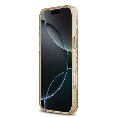 Apple iPhone 18 Pro Max Kılıf Guess Orjinal Lisanslı M-safe Şarj Özellikli Üçgen Logolu Simli Leopar Desenli Kapak - 22