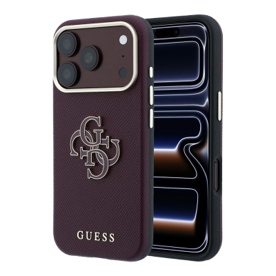 Apple iPhone 18 Pro Max Kılıf Guess Orjinal Lisanslı PU Yazı ve 4G Büyük Metal Logolu Kapak - Guess