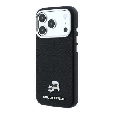 Apple iPhone 18 Pro Max Kılıf Karl Lagerfeld Orjinal Lisanslı M-Safe Şarj Özellikli K&C Heads Metal Logolu PU Kapak - 2