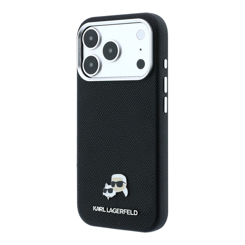 Apple iPhone 18 Pro Max Kılıf Karl Lagerfeld Orjinal Lisanslı M-Safe Şarj Özellikli K&C Heads Metal Logolu PU Kapak - 2