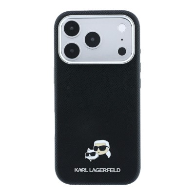 Apple iPhone 18 Pro Max Kılıf Karl Lagerfeld Orjinal Lisanslı M-Safe Şarj Özellikli K&C Heads Metal Logolu PU Kapak - 3