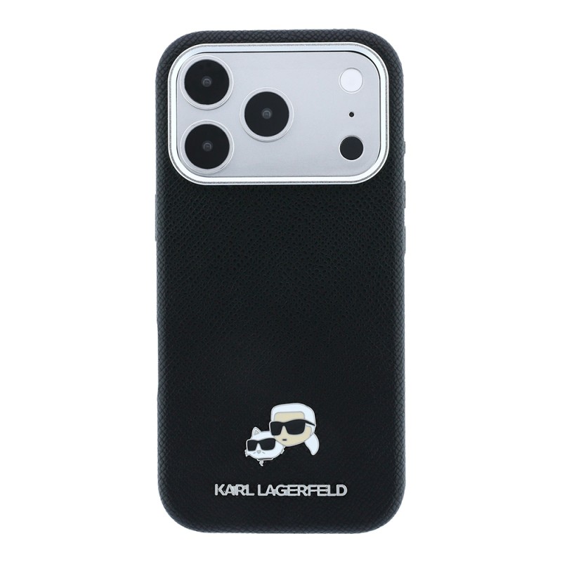 Apple iPhone 18 Pro Max Kılıf Karl Lagerfeld Orjinal Lisanslı M-Safe Şarj Özellikli K&C Heads Metal Logolu PU Kapak - 3