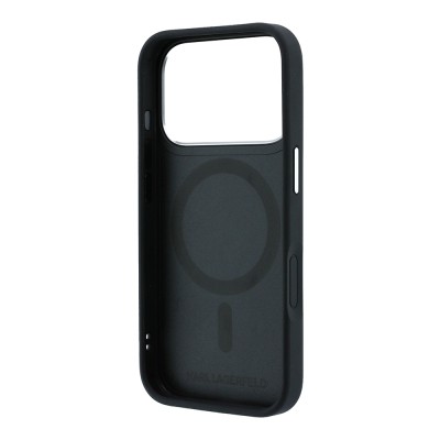 Apple iPhone 18 Pro Max Kılıf Karl Lagerfeld Orjinal Lisanslı M-Safe Şarj Özellikli K&C Heads Pin Metal Logolu PU 360 Derece Dönebilen Standlı Kapak - 7
