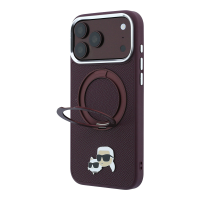 Apple iPhone 18 Pro Max Kılıf Karl Lagerfeld Orjinal Lisanslı M-Safe Şarj Özellikli K&C Metal Logolu PU 360 Derece Dönebilen Standlı Kapak - Karl Lagerfeld