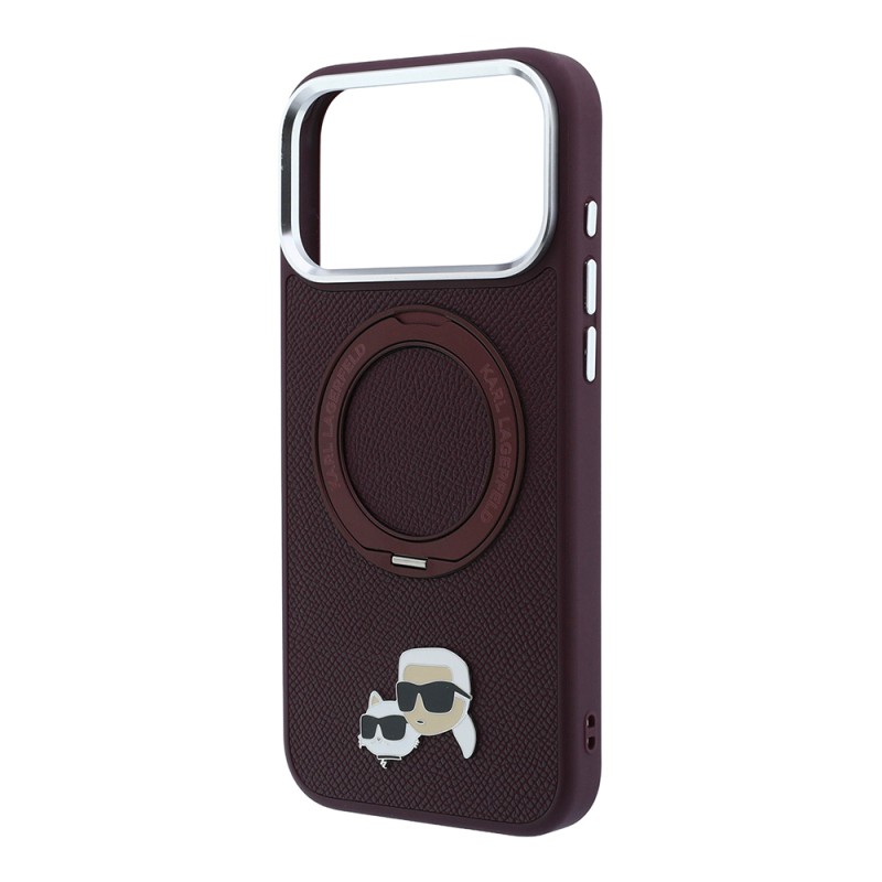 Apple iPhone 18 Pro Max Kılıf Karl Lagerfeld Orjinal Lisanslı M-Safe Şarj Özellikli K&C Metal Logolu PU 360 Derece Dönebilen Standlı Kapak - 6