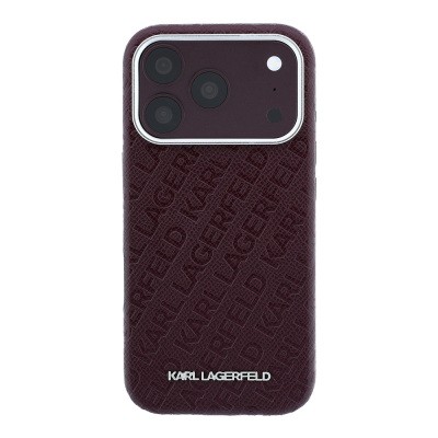 Apple iPhone 18 Pro Max Kılıf Karl Lagerfeld Orjinal Lisanslı PU Deri Damgalı Metal Yazı Logolu Grained Kapak - 3