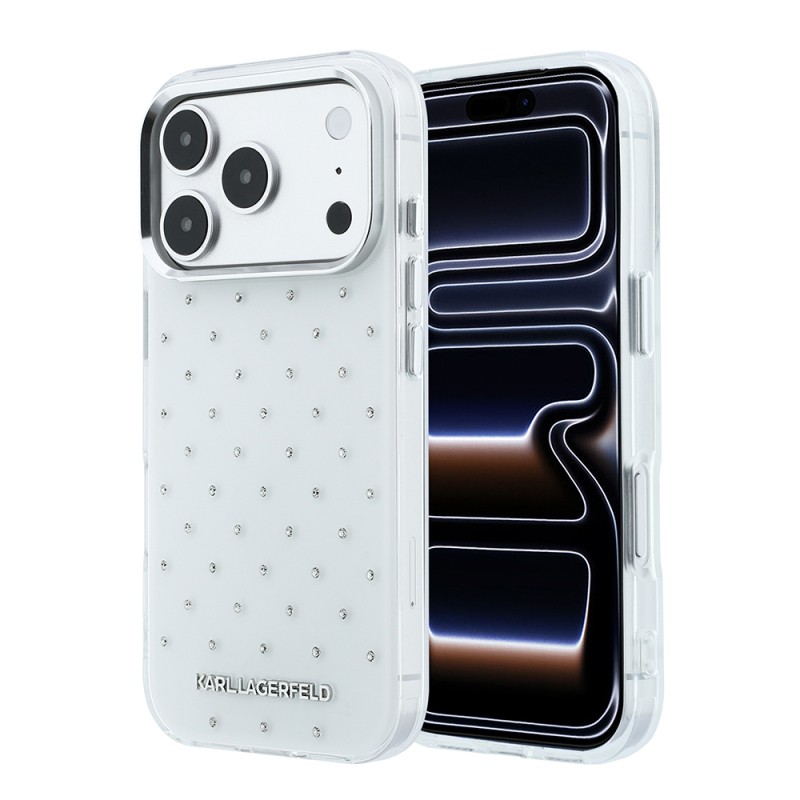 Apple iPhone 18 Pro Max Kılıf Karl Lagerfeld Orjinal Lisanslı Taşlı Elektro Kaplama Metal Logolu Kapak - 2