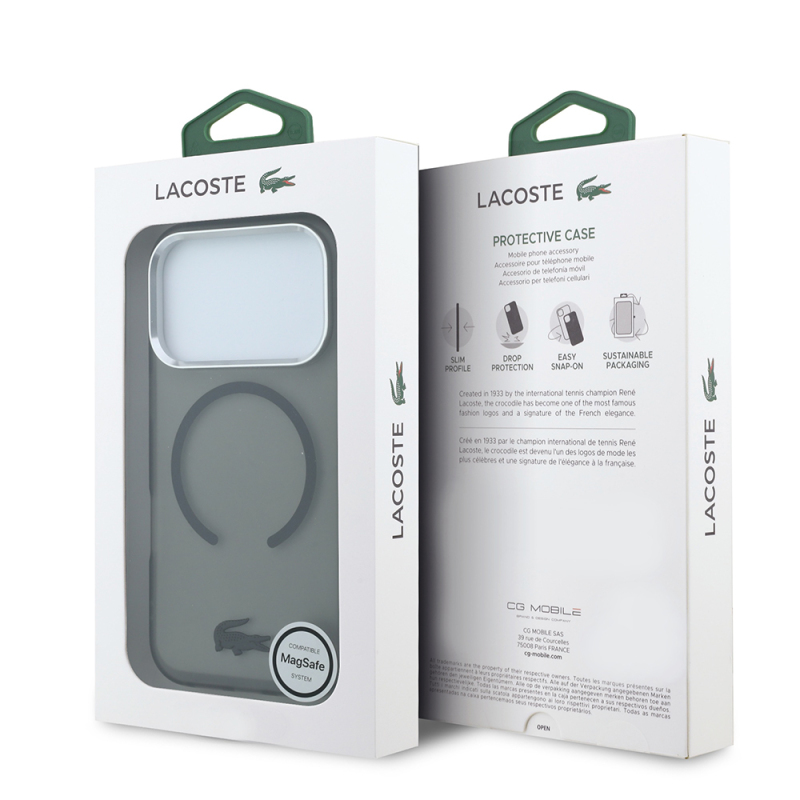 Apple iPhone 18 Pro Max Kılıf Lacoste Orjinal Lisanslı M-safe C-Magnet İkonik Timsah Logolu IML Frosted Kapak - 32
