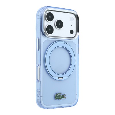 Apple iPhone 18 Pro Max Kılıf Lacoste Orjinal Lisanslı M-safe Şarj Özellikli 360 Derece Dönebilen Standlı İkonik Timsah Logolu Kapak - 4