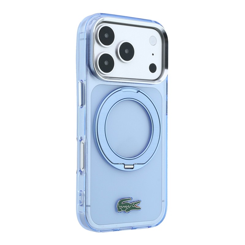 Apple iPhone 18 Pro Max Kılıf Lacoste Orjinal Lisanslı M-safe Şarj Özellikli 360 Derece Dönebilen Standlı İkonik Timsah Logolu Kapak - 4