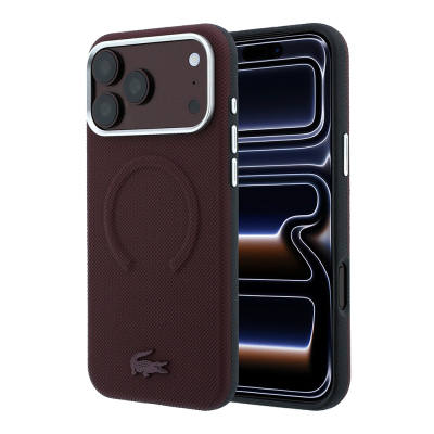 Apple iPhone 18 Pro Max Kılıf Lacoste Orjinal Lisanslı M-safe Şarj Özellikli Halka Tasarımlı Petit Pike Metal Logolu Kapak - Lacoste