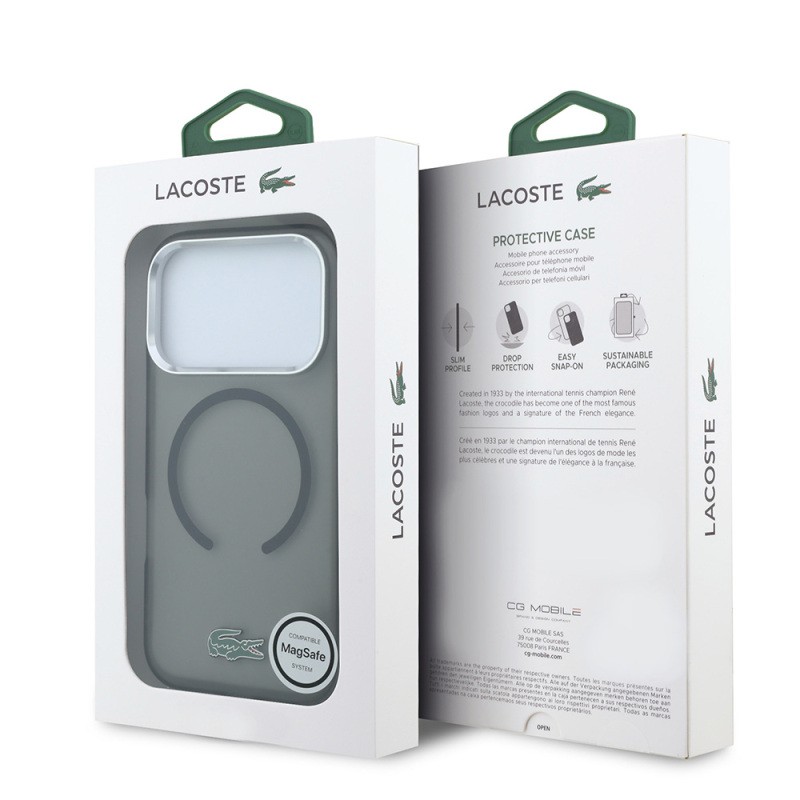 Apple iPhone 18 Pro Max Kılıf Lacoste Orjinal Lisanslı M-safe Şarj Özellikli Lake Timsah Logolu IML Frosted Kapak - 18