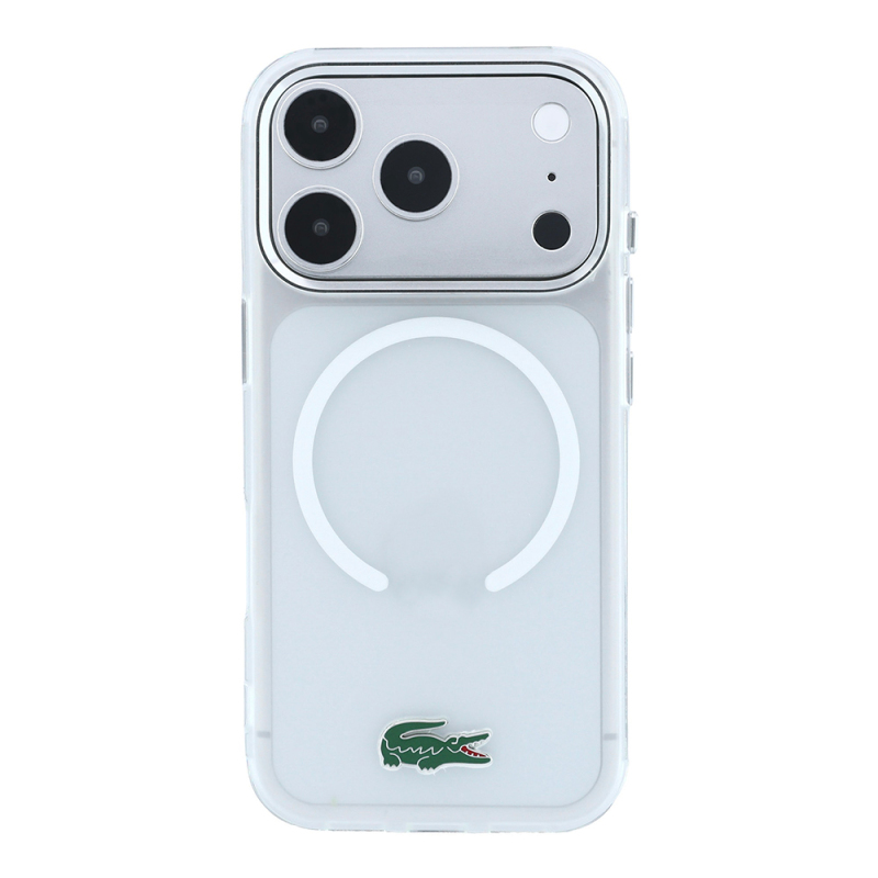 Apple iPhone 18 Pro Max Kılıf Lacoste Orjinal Lisanslı M-safe Şarj Özellikli Lake Timsah Logolu IML Frosted Kapak - 20